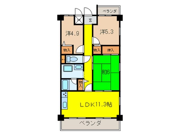 瑠璃甲東園弐番館の物件間取画像